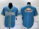 Men's Los Angeles Chargers Light Blue Team Big Logo With Patch Cool Base Stitched Baseball Jersey,baseball caps,new era cap wholesale,wholesale hats